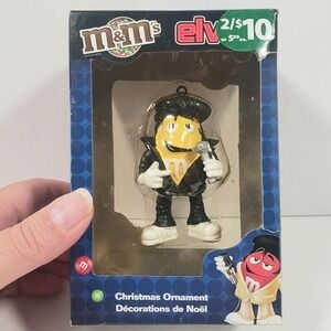 Kurt Adler Yellow M&M Elvis Christmas Ornament‎ Black Jumpsuit 2008